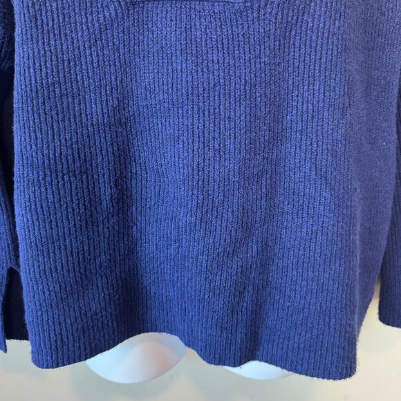 EUC Banana Republic XL Blue Ribbed V-Neck Sweater Tunic Pullover Coastal Grandma - Picture 3 of 9